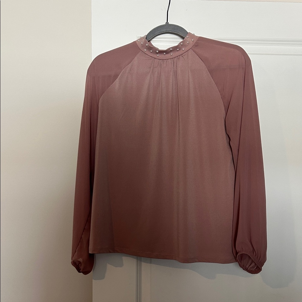 Cable & Gauge Dusty Rose Long Sleeve Blouse